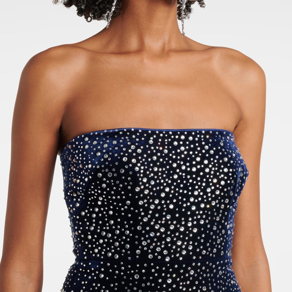 Alex Perry NWOT Crystal Velvet Midi Dress in Midnight - Picture 4 of 7